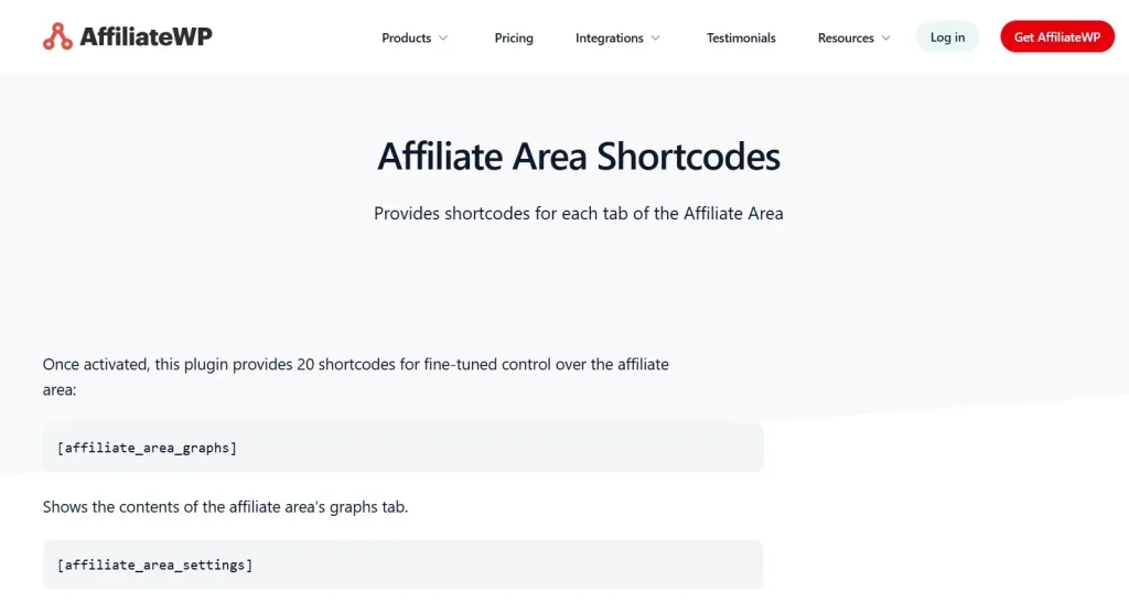 AffiliateWP – Affiliate Area Shortcodes