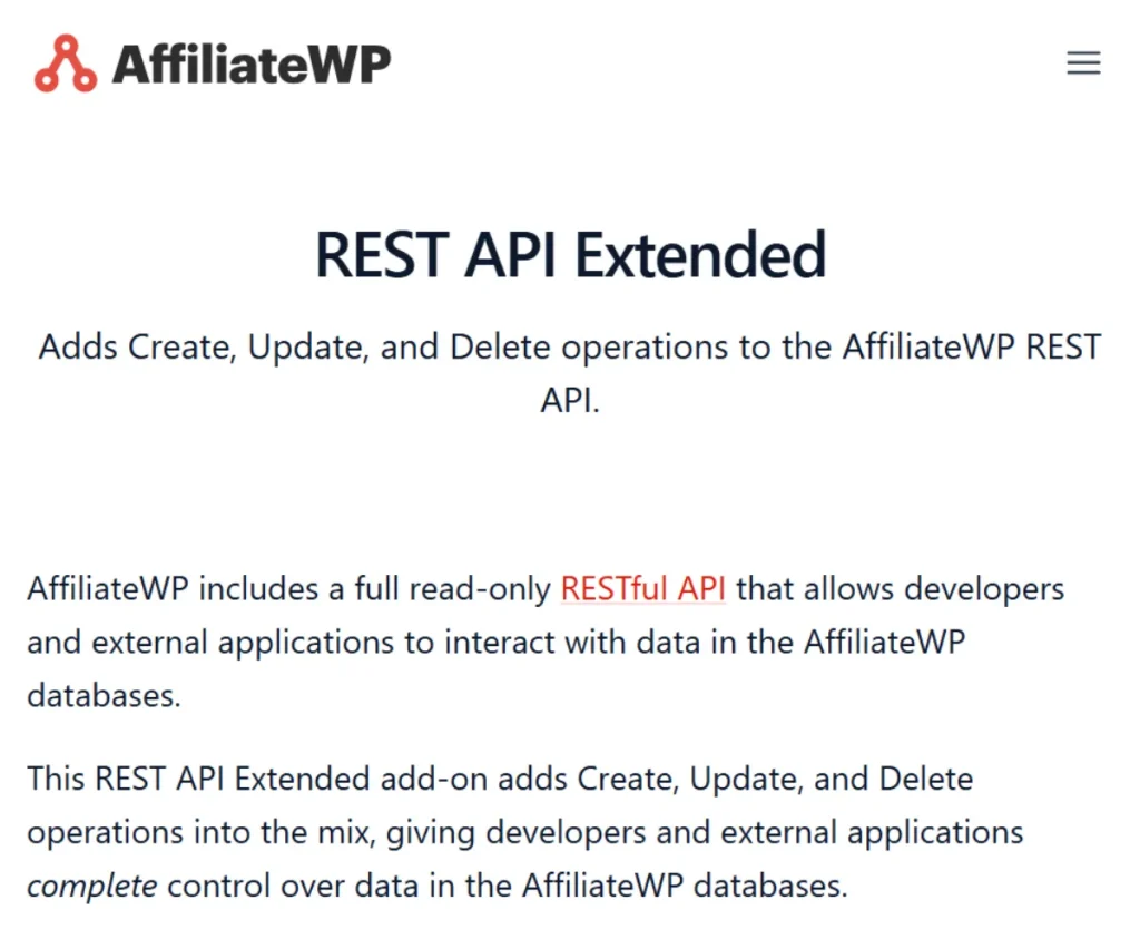 AffiliateWP – REST API Extended