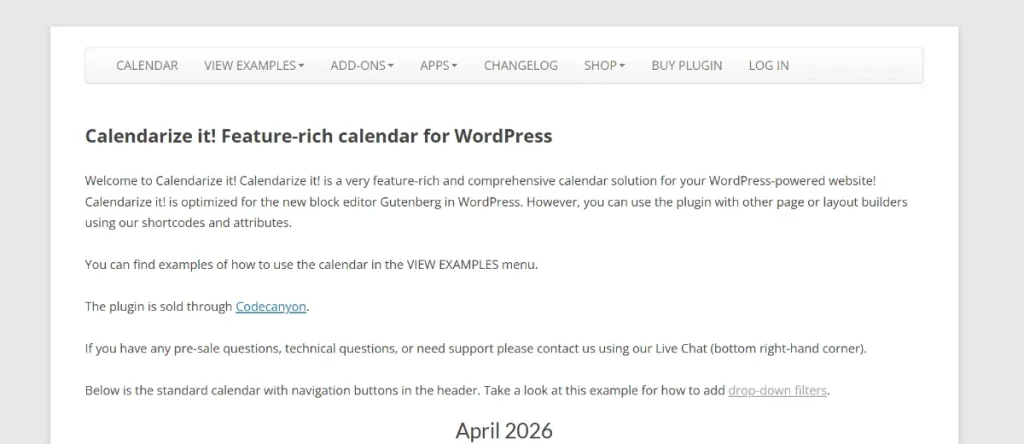 Calendarize It! Backend Options