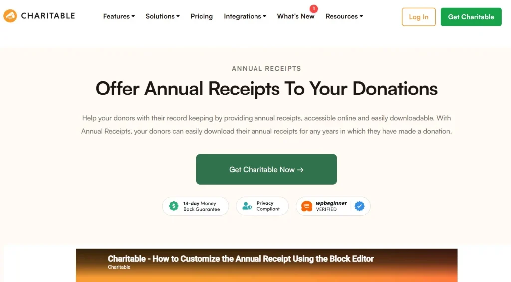 Charitable &ndash; Annual Receipts