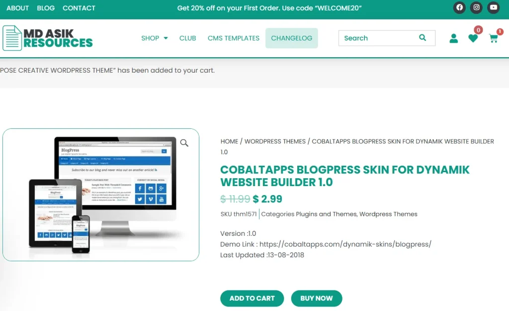 CobaltApps BlogPress Skin for Dynamik Website Builder