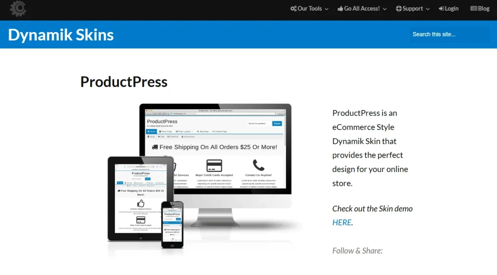 CobaltApps ProductPress Skin for Dynamik Website Builder