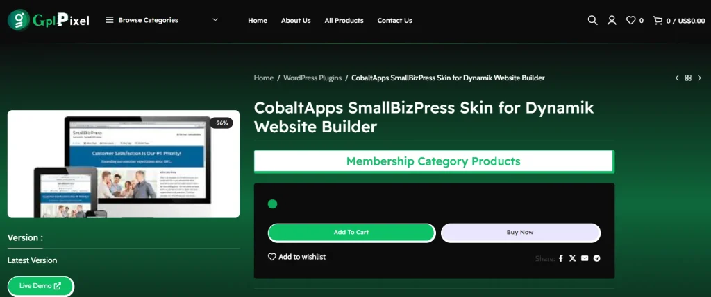 CobaltApps SmallBizPress Skin for Dynamik Website Builder