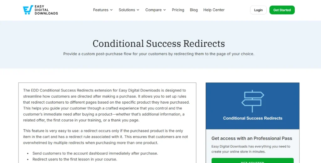 Easy Digital Downloads Conditional Success Redirects