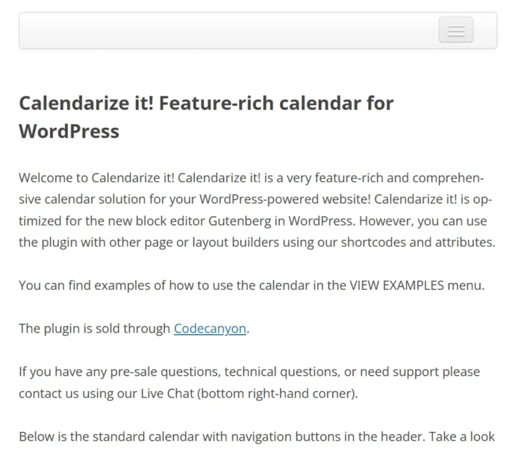 Featured image in detail box for Calendarize It!