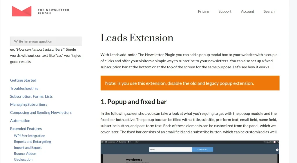 Newsletter &ndash; Leads