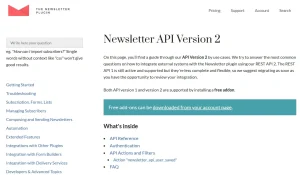 Newsletter – API v1 and v2