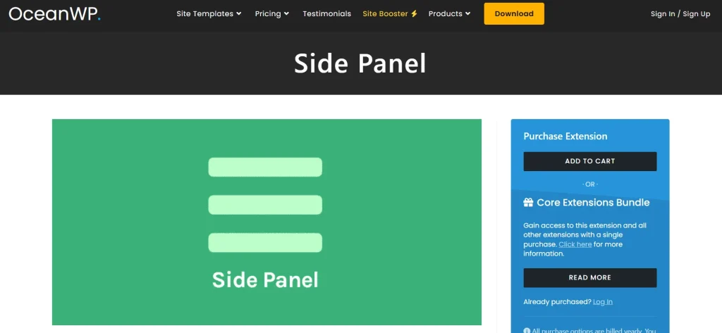 OceanWP Side Panel Addon
