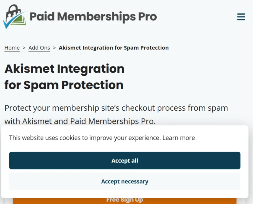 Paid Memberships Pro – Akismet Integration