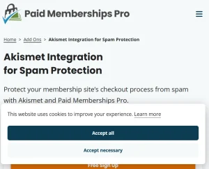 Paid Memberships Pro – Akismet Integration