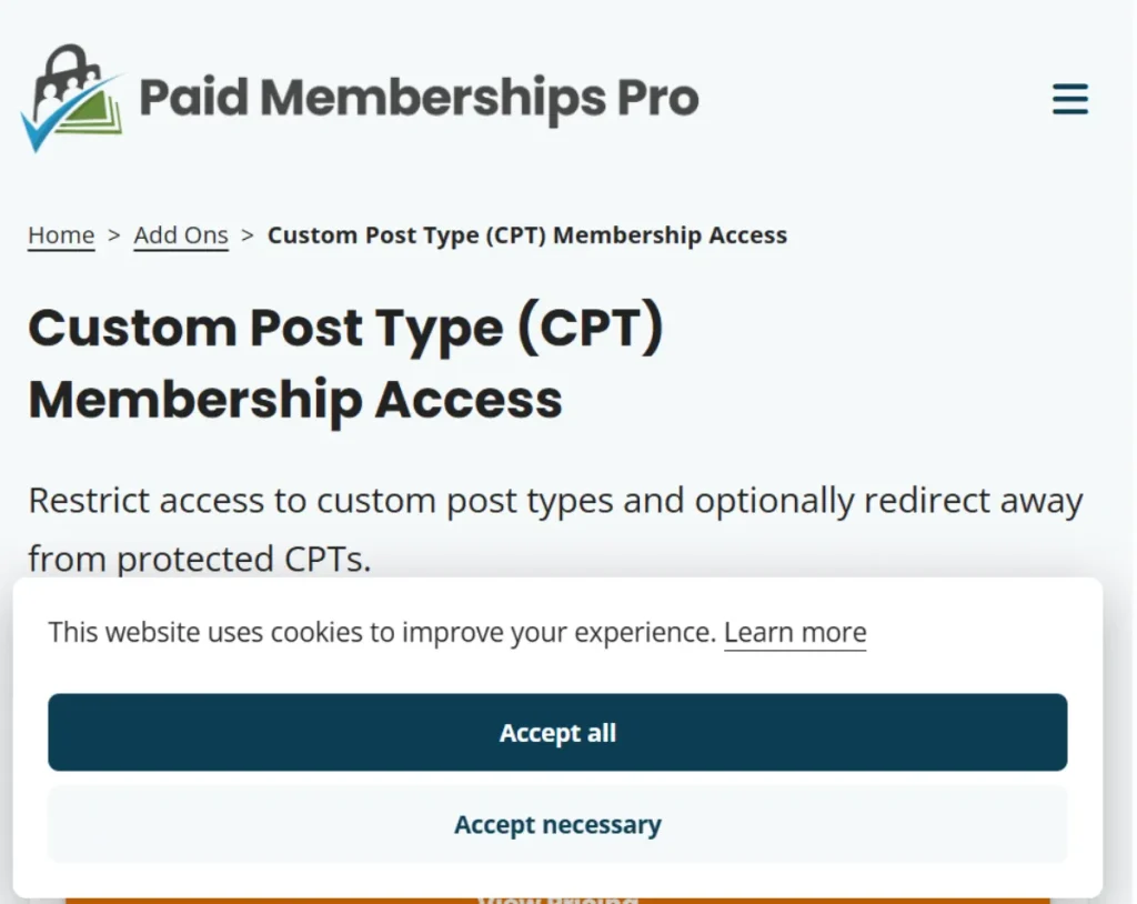 Paid Memberships Pro – Custom Post Type Add On