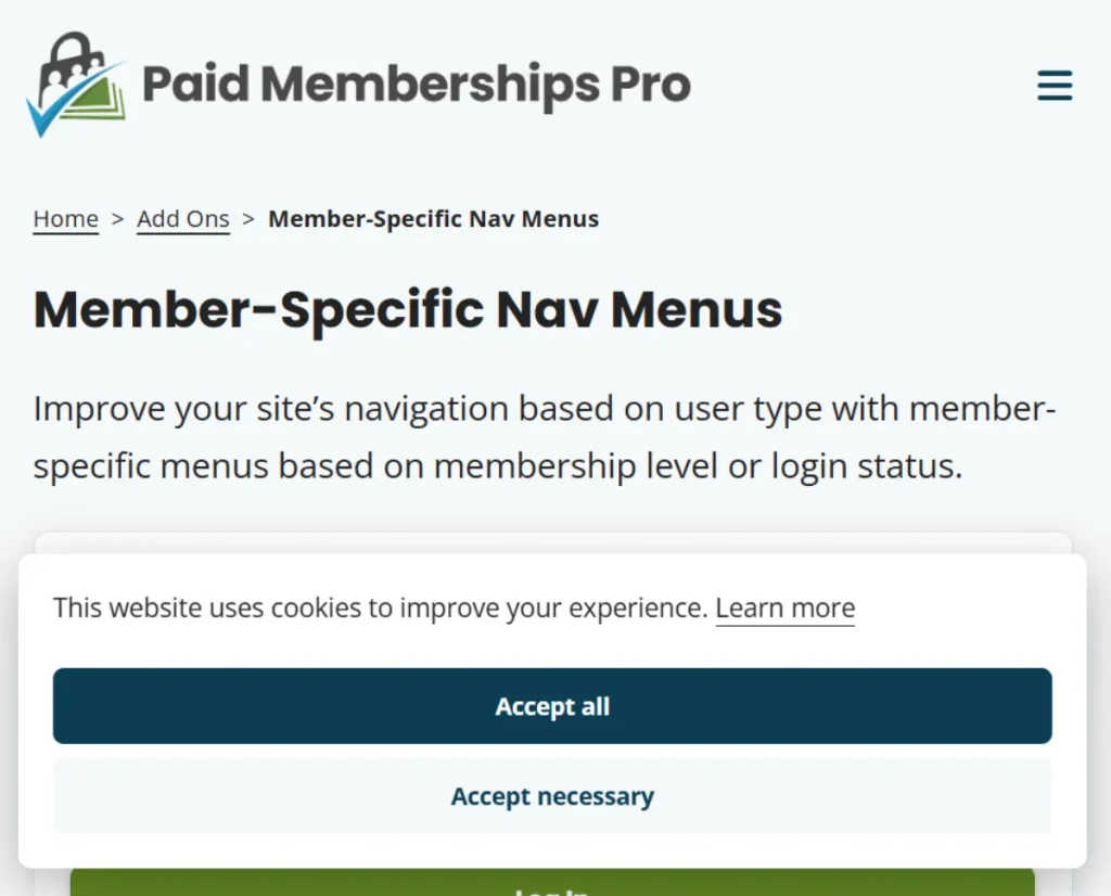 Paid Memberships Pro – Nav Menus Add On