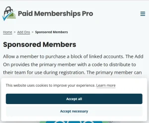 Paid Memberships Pro – Sponsored Members Add On