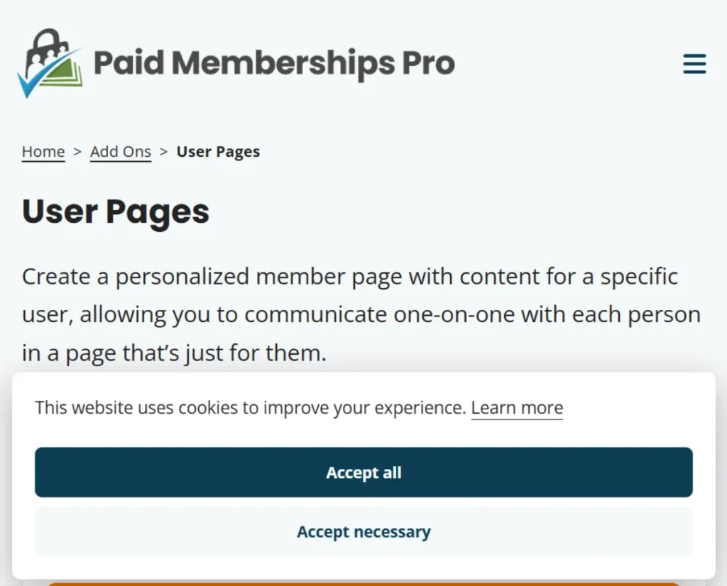Paid Memberships Pro – User Pages Add On