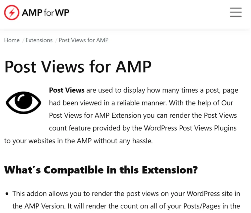 Post Views for AMP