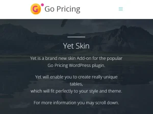 Yet Skin – Add-on for Go Pricing