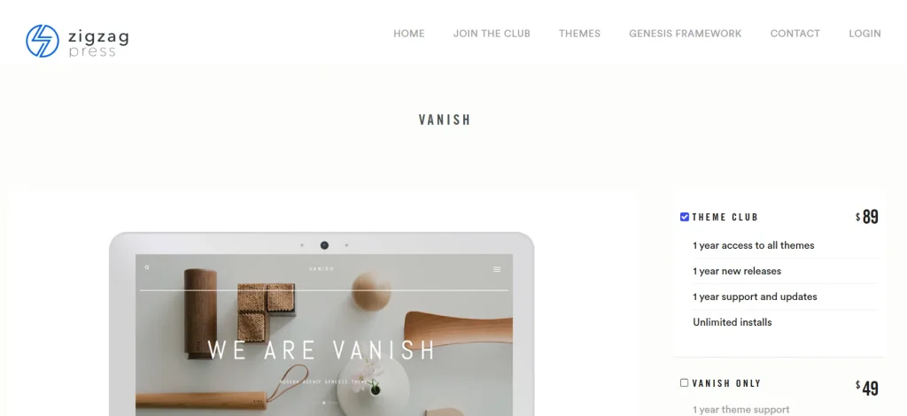 ZigZagPress Vanish WordPress Theme