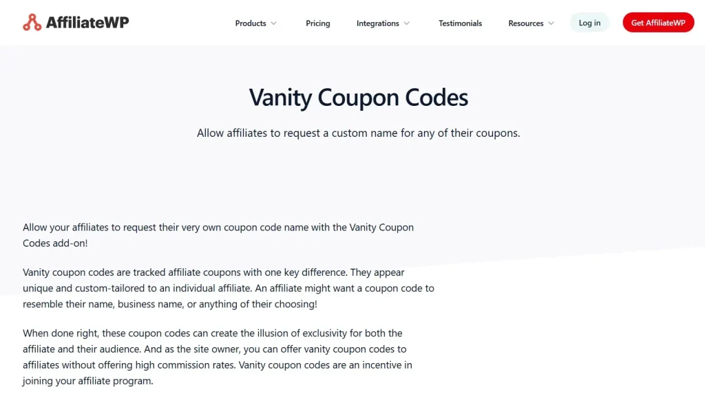AffiliateWP – Vanity Coupon Codes