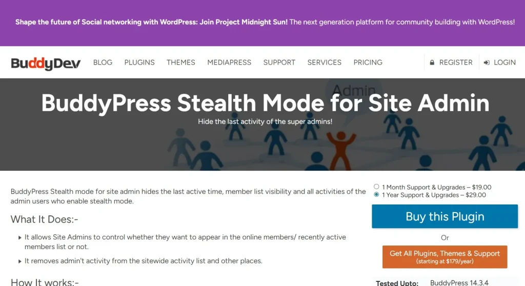 (BuddyDev) Stealth Mode for Site admin