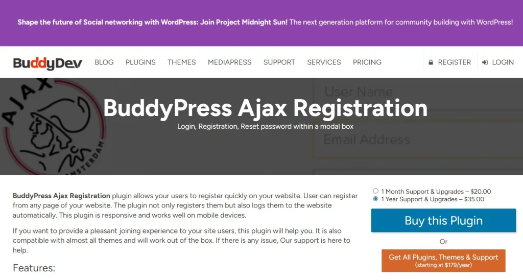 BuddyPress Ajax Registration