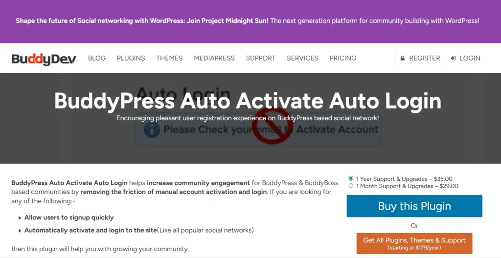 BuddyPress Auto Activate Autologin Redirect To Profile On Signup