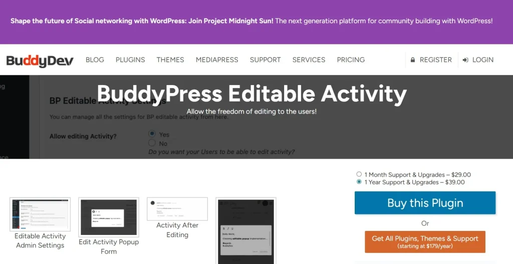 BuddyPress Editable Activity