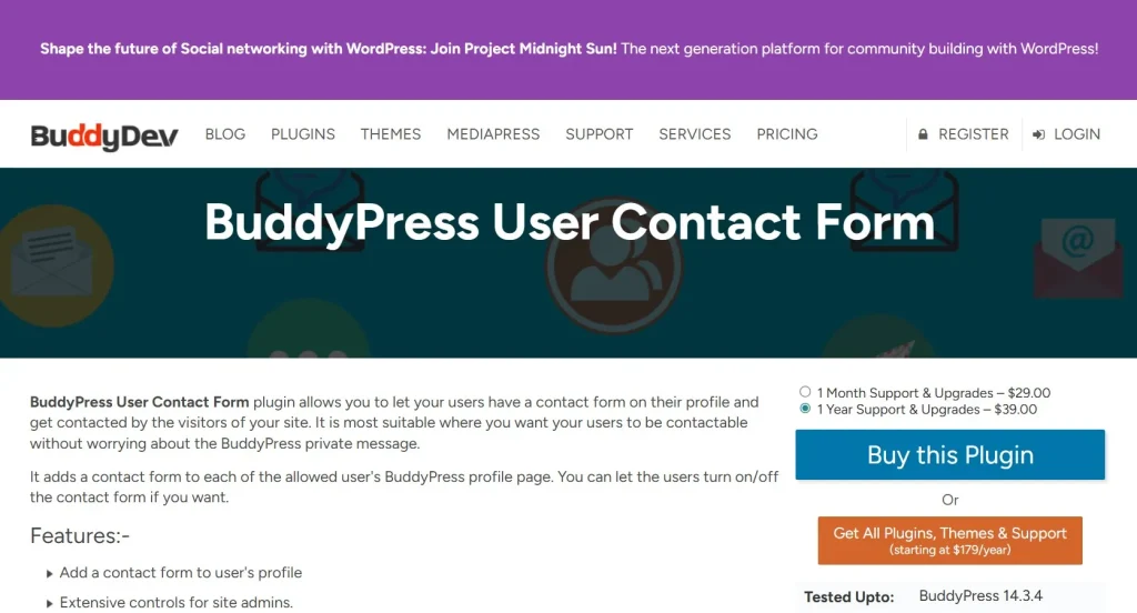 BuddyPress User Contact Form