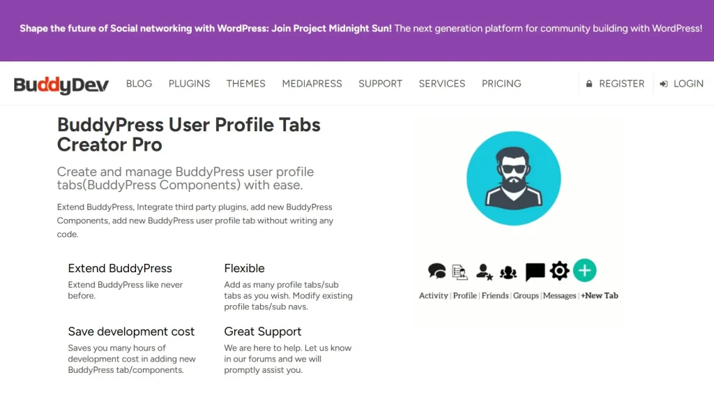 BuddyPress User Profile Tabs Creator Pro