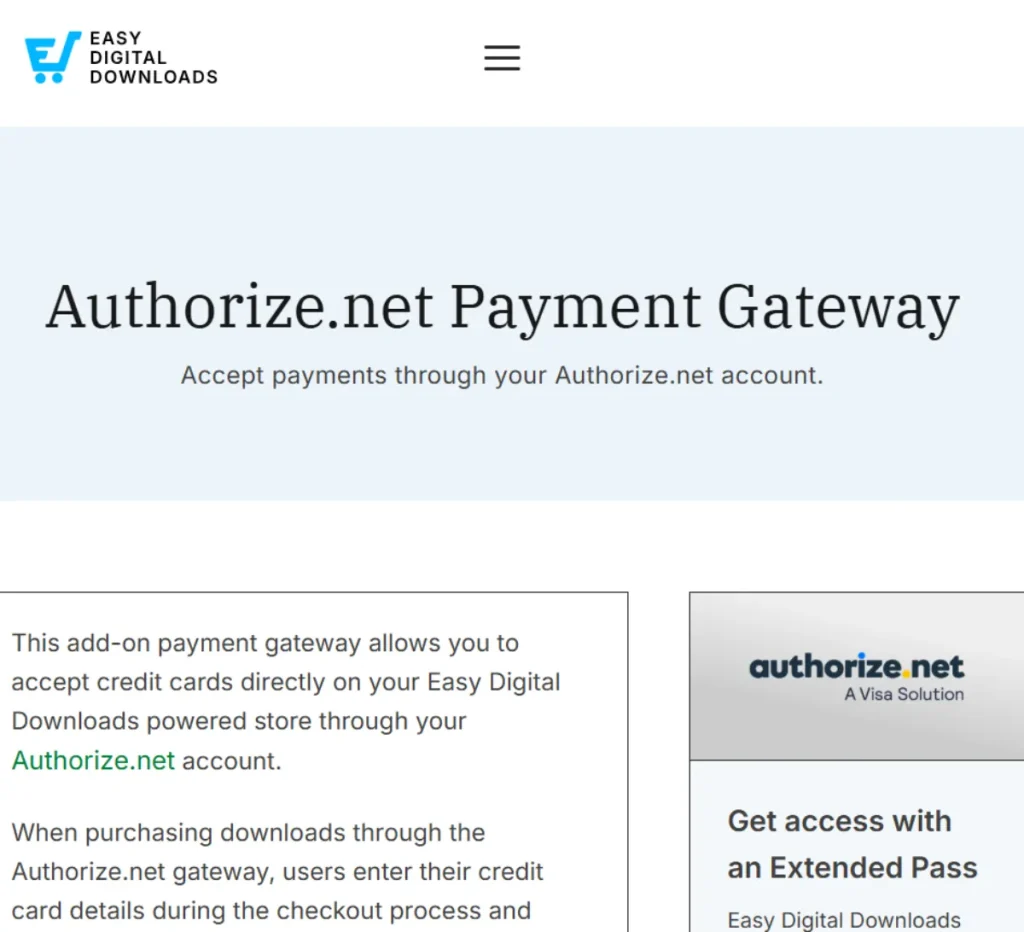 Easy Digital Downloads – Authorize.net Gateway