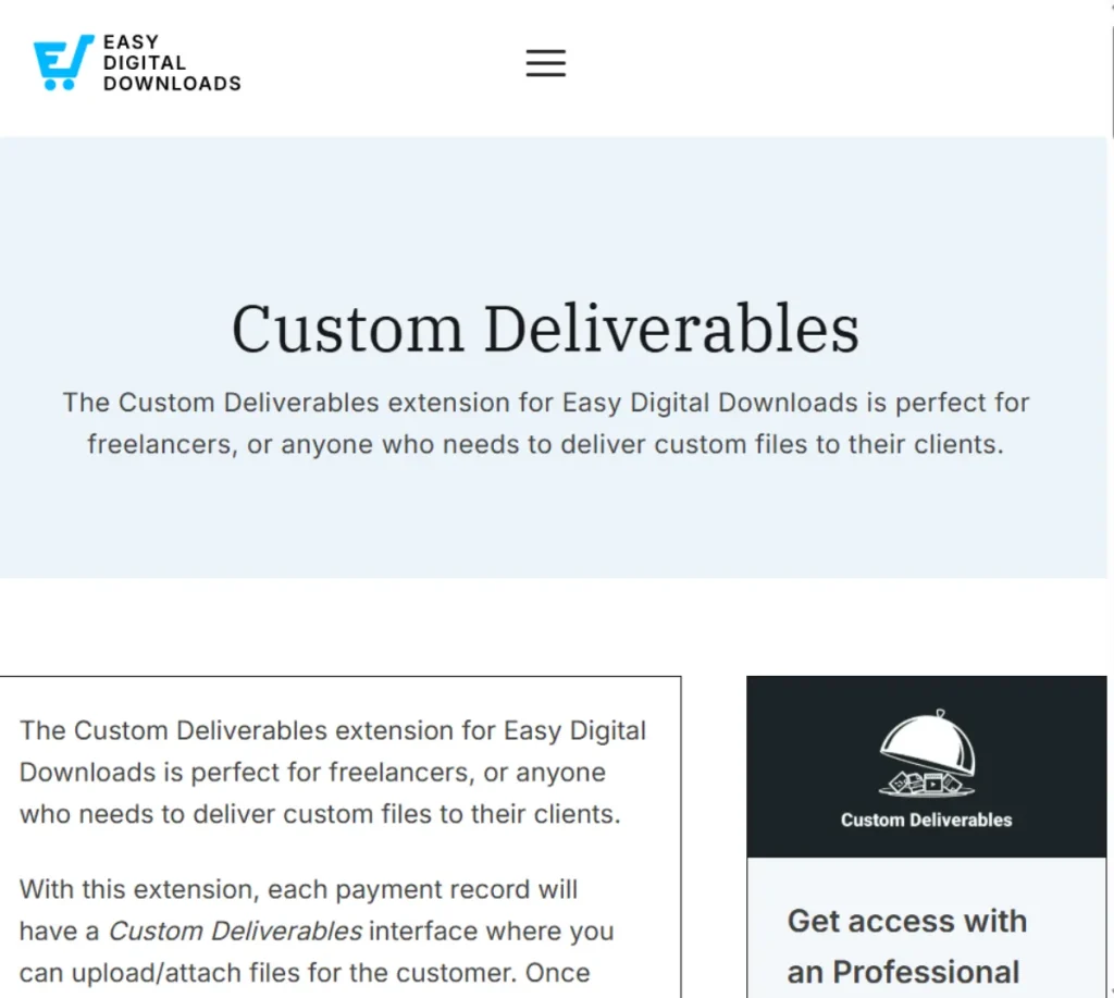 Easy Digital Downloads – Custom Deliverables