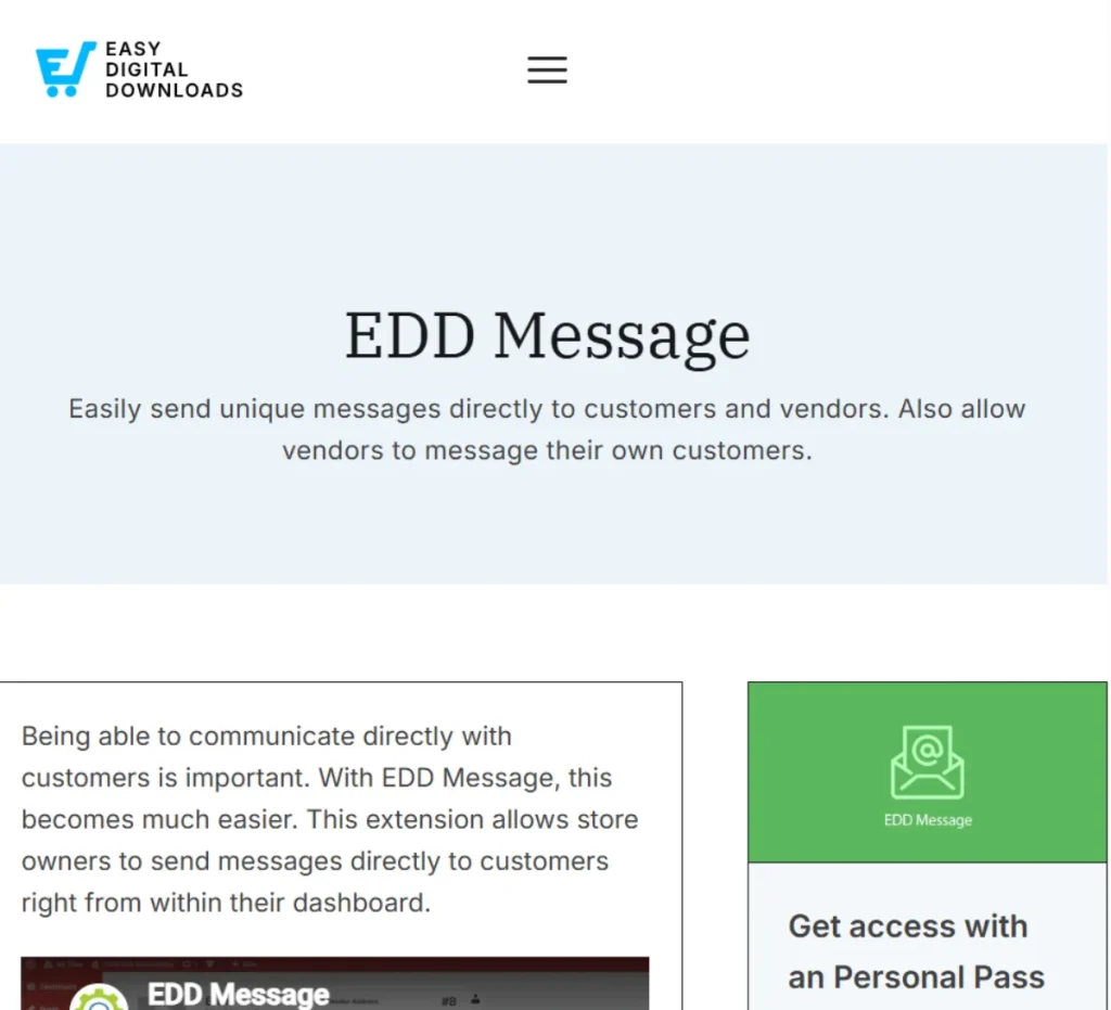 Easy Digital Downloads – Message