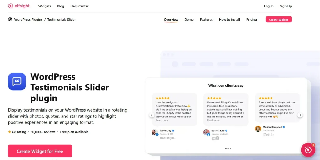 Elfsight Testimonials Slider CC