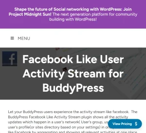 Facebook Like User Activity Stream For BuddyPress