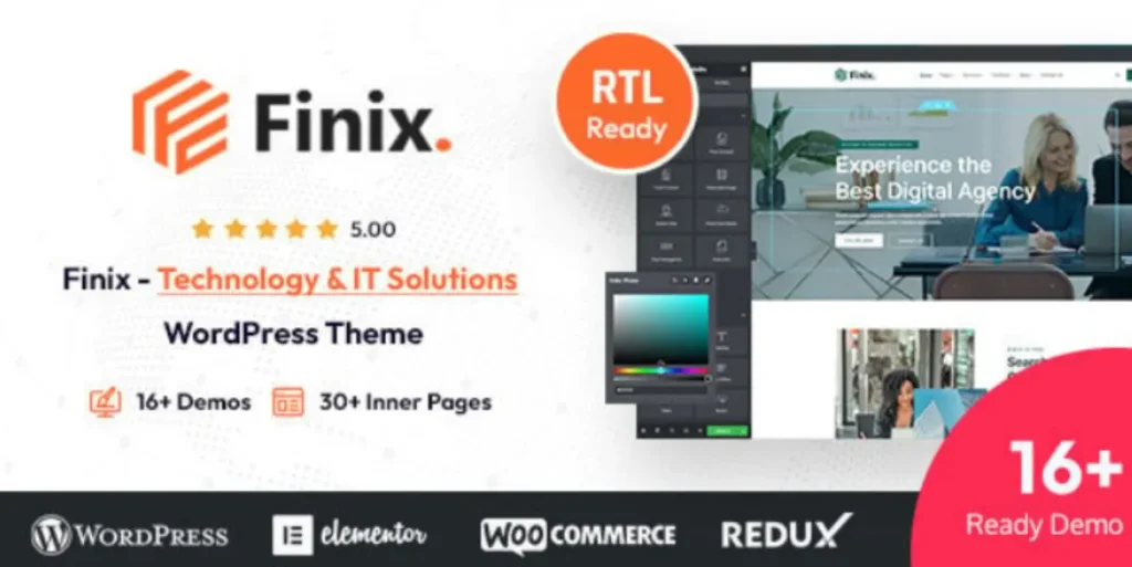Finix - Technology & IT Solutions WordPress Theme + RTL Ready