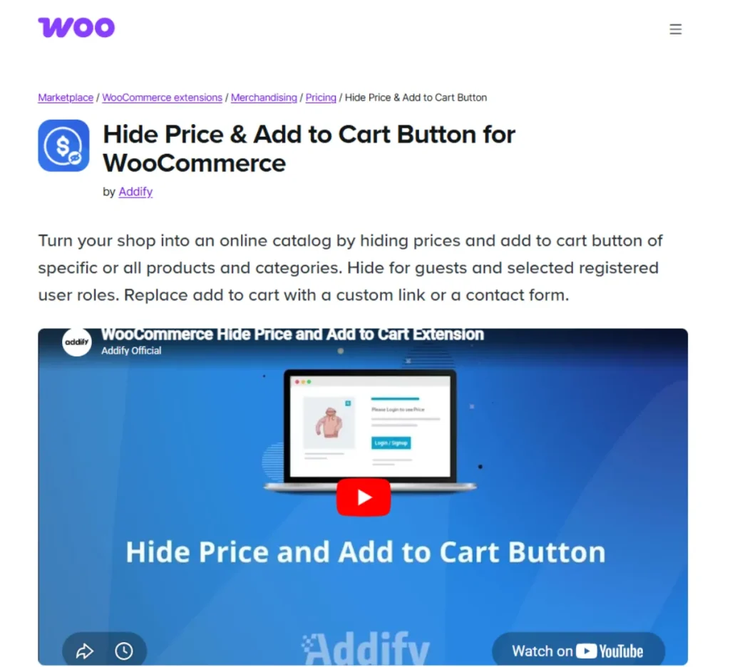 Hide Price and Add to Cart Button