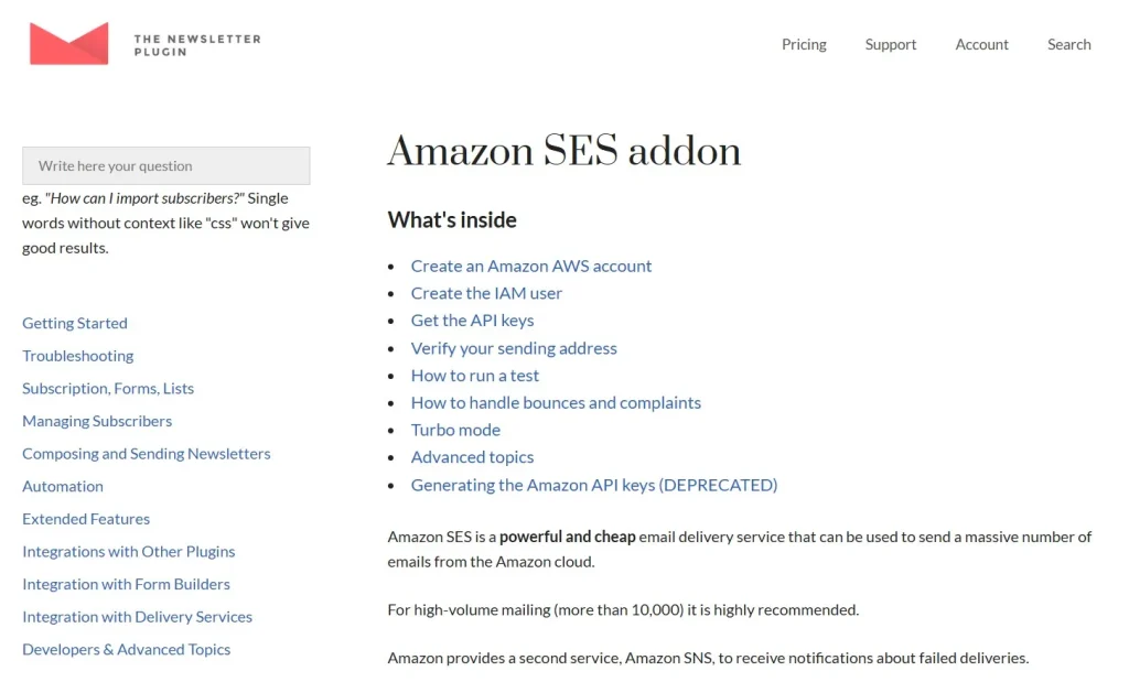Newsletter – Amazon SES