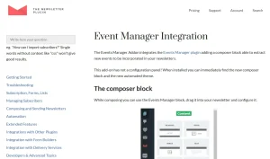Newsletter – Events Manager Integration