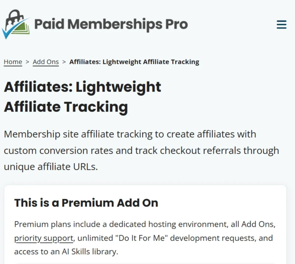 Paid Memberships Pro – Affiliates Add On