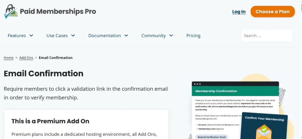 Paid Memberships Pro – Email Confirmation Add On