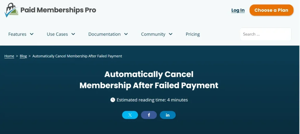 Paid Memberships Pro – Failed Payment Limit Add On