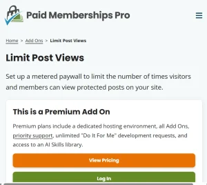 Paid Memberships Pro – Limit Post Views Add On