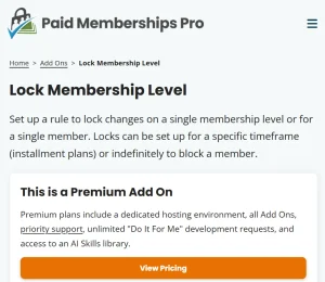 Paid Memberships Pro – Lock Membership Level