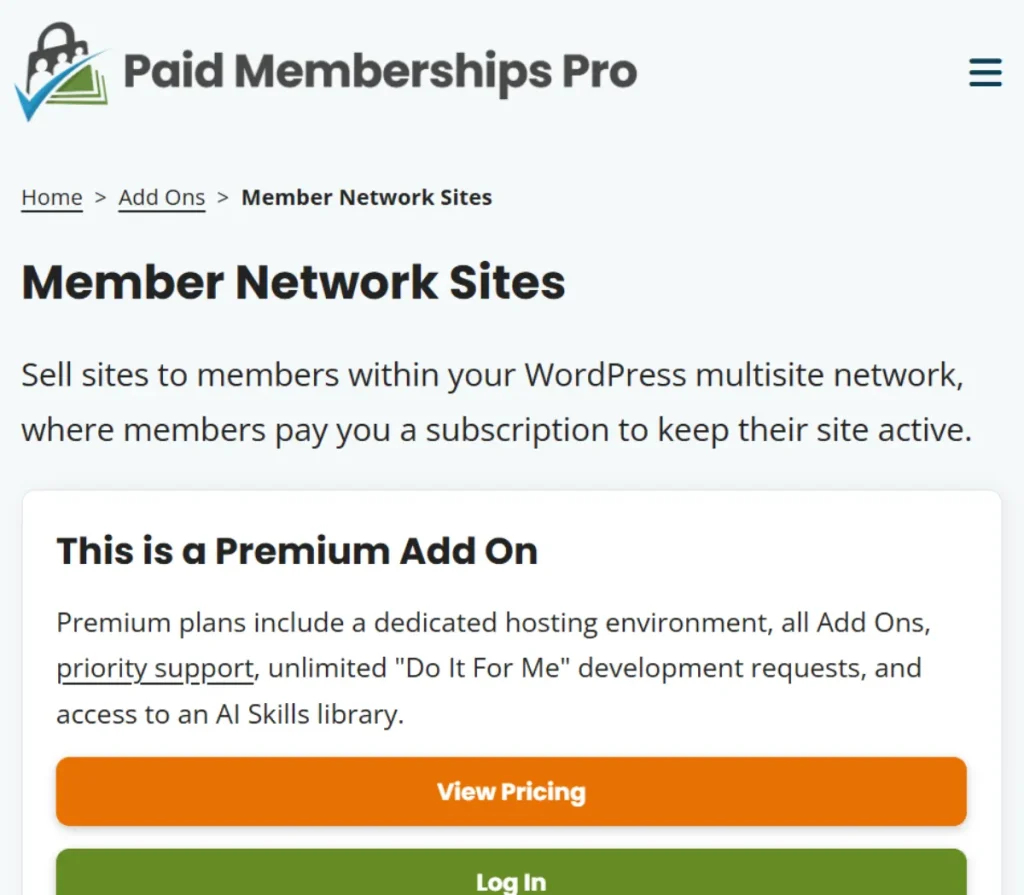 Paid Memberships Pro – Member Network Sites Add On