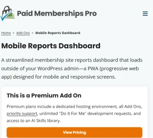 Paid Memberships Pro – Mobile Reports Dashboard Add On