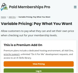 Paid Memberships Pro – Variable Pricing Add On