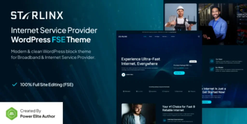 Starlinx – Broadband & Internet Service Provider Gutenverse FSE WordPress Theme