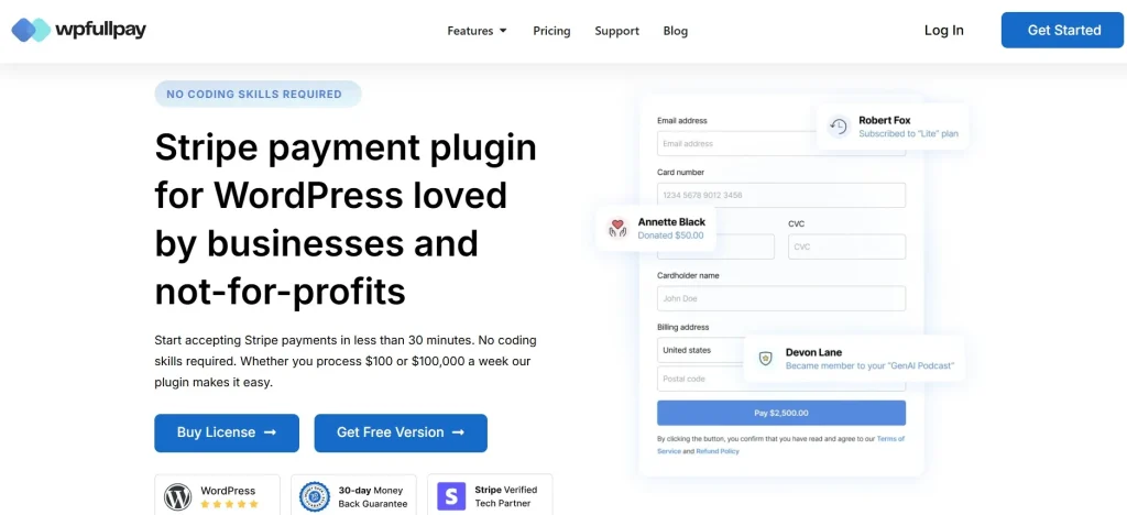 Stripe Payment forms for WordPress Plugin – WP Full Pay (Premium)