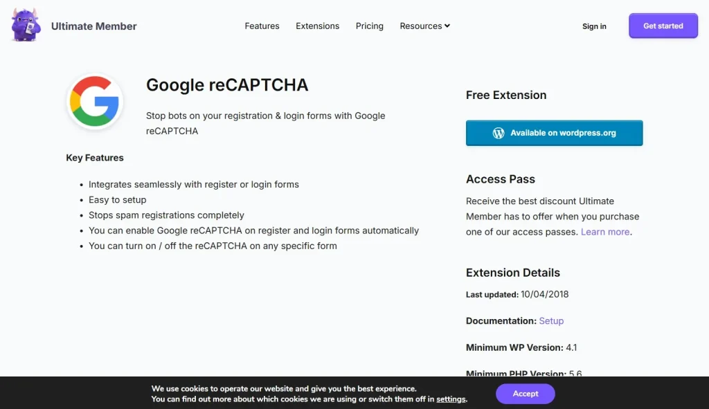 Ultimate Member – reCAPTCHA