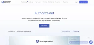 User Registration Authorize.Net