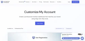 User Registration Customize My Account